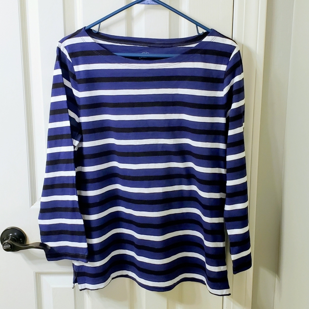 NWT J. Crew Womens Striped Navy, Black,White Women's Three Quarter Sleeve Tee